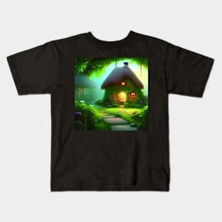 Fantasy Green House In a Greenery Scene, Fantasy Cottagecore artwork Kids T-Shirt